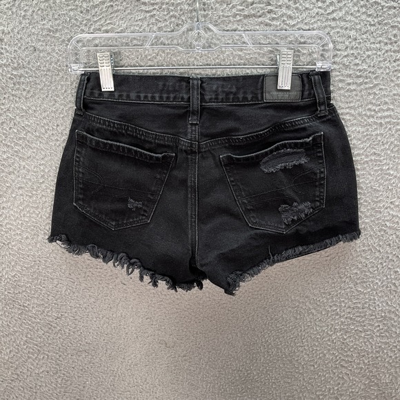 American Eagle Shorts Womens 0 Black Hi Rise Festival Cut Off Distressed Preppy - Picture 2 of 10
